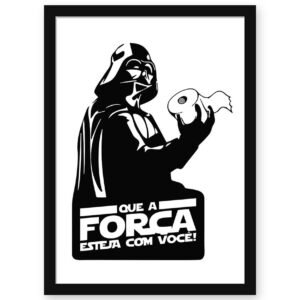 Quadro Decorativo para Banheiro Que a Força Esteja Com Você – Placa Engraçada Humor Geek Decoração