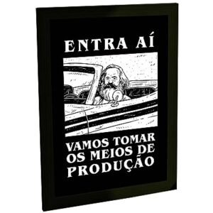 Quadro Decorativo Karl Marx Meios de Produção – Placa Engraçada Filosofia Decoração Parede Escritório