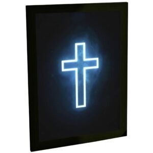 Quadro Decorativo Religioso Cruz Azul Jesus Cristo Decoração Poster