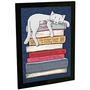 Quadro Decorativo Engraçado Livros para Gatos