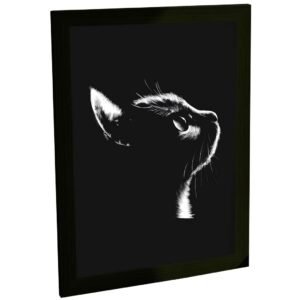 Quadro Decorativo Gato Preto E Branco Minimalista Decoração