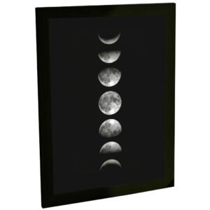 Quadro Decorativo Fases Da Lua Vertical Preto Decoração Quarto Sala