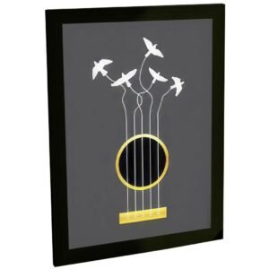 Quadro Decorativo Violão Pássaros Instrumento Musical Ilustração