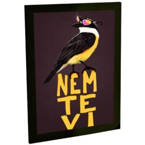 Quadro Decorativo Engraçado Pássaro Nem Te Vi Ilustração Moderna Amarelo Preto Roxo Sala Quarto Escritório Decoração Poster Animais