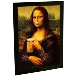 Quadro Decorativo Engraçado Monalisa Bebendo Cerveja