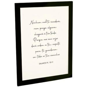 Quadro Decorativo Salmo 91 Verso Religioso Sala Quarto Escritório Decoração Poster Fé Mensagem Bíblia Proteção Cristã