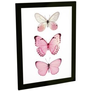 Quadro Decorativo Trio De Borboletas Rosa Decoração Poster