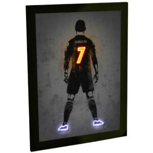 Quadro Decorativo Lenda Do Futebol Portugues Neon Cr7 Decoração De Parede Para Quarto Sala Espaço Gamer Premium