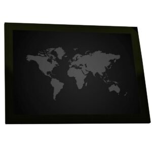 Quadro Decorativo Mapa Mundi Minimalista Preto Decoração Escritório