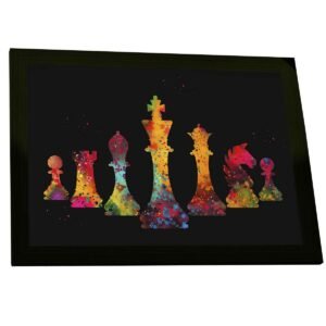 Quadro Decorativo Jogo Xadrez Peças Tabuleiro Colorido