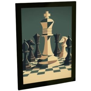 Quadro Decorativo Xadrez Peças Ilustração Vetor Decoração Poster Quarto Sala