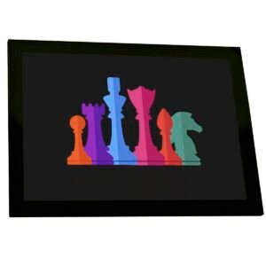 Quadro Decorativo Peças de Xadrez Coloridas Estilo Minimalista Sala Quarto Escritório Decoração Poster Jogo Lúdico Estratégia