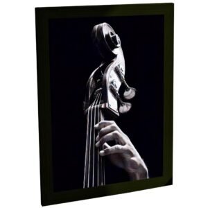 Quadro Decorativo Contrabaixo Acústico Preto Branco Fotografia Artística Música Jazz Poster Decorativo Decoração Musical