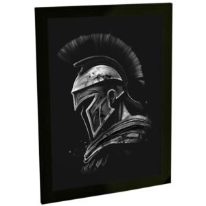Quadro Decorativo Guerreiro Espartano Preto E Branco Decoração