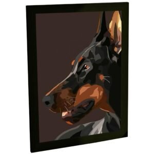 Quadro Decorativo Cachorro Dobermann Ilustração Decoração Poster Quarto Sala