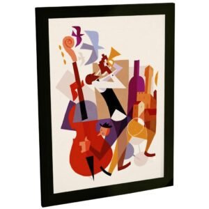 Quadro Decorativo Banda Jazz Blues Musica Ilustração Formas Decoração Poster Quarto Sala
