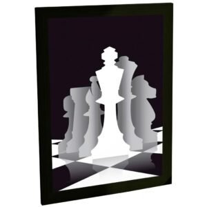 Quadro Decorativo Xadrez Peças Ilustração Preto Branco Decoração Poster Quarto Sala