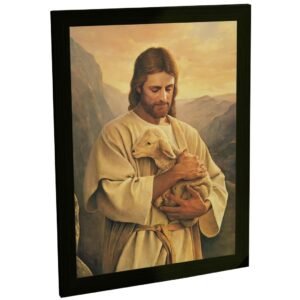 Quadro Decorativo Religioso Jesus Cristo E Ovelha Pastor Decoração