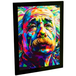 Quadro Decorativo Colorido Retrato Albert Einstein Estilo Pop Art Decoração Sala Quarto Escritório Poster Quadro Moderno