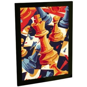 Quadro Decorativo Xadrez Tabuleiro Ilustração Peças Decoração Poster Quarto Sala