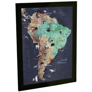 Quadro Decorativo Mapa América Do Sul Vintage Retro Poster Quarto Sala