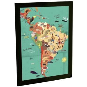 Quadro Decorativo Mapa America Latina Sul Estereótipos Decoração Poster Quarto Sala