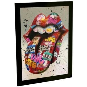 Quadro Decorativo Grafite Boca Banda De Rock Língua Decoração Quarto Sala