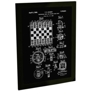 Quadro Decorativo Xadrez Projeto Tabuleiro Patente