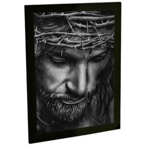 Quadro Decorativo Jesus Cristo Na Cruz Coroa De Espinhos Decoração Poster Quarto Sala