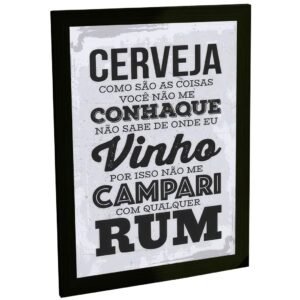 Quadro Decorativo Engraçado Trocadilhos Cerveja Conhaque Vinho Decoração Bar