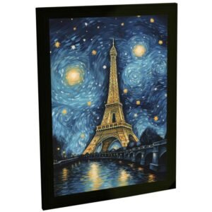 Quadro Decorativo Torre Eiffel Noite Estrelada Decoração