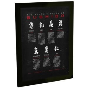 Quadro Decorativo As Sete Virtudes Do Bushido Samurai Japão Filosofia Decoração Poster