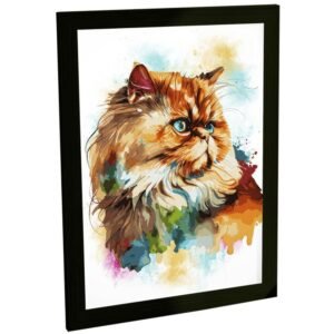 Quadro Decorativo Gato Persa Ilustração Colorida