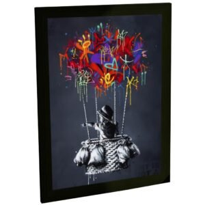 Quadro Decorativo Grafite Garoto Em Um Balão Arte De Rua Banksy Decoração Poster Quarto Sala