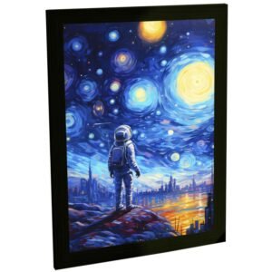 Quadro Decorativo Astronauta Noite Estrelada Van Gogh Espaço