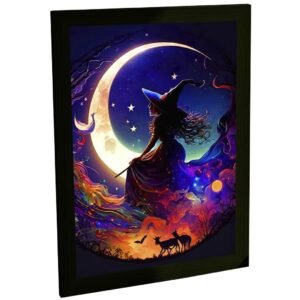 Quadro Decorativo Ilustração Bruxa Colorida Magia Decoração Poster Quarto Sala