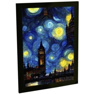 Quadro Decorativo Londres Inglaterra Estilo Van Gogh Noite Estrelada