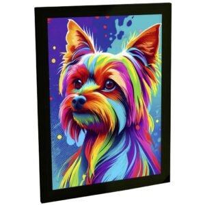 Quadro Decorativo Cachorro Yorkshire Ilustração Colorida Decoração Poster Quarto Sala