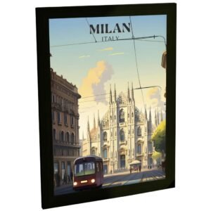 Quadro Decorativo Milão Itália Ilustração Bonde