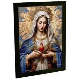 Quadro Decorativo Religioso Nossa Senhora Ilustração Coração Decoração Poster Quarto Sala