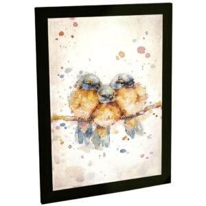 Quadro Decorativo Família De Passarinhos Decoração Sala Animais