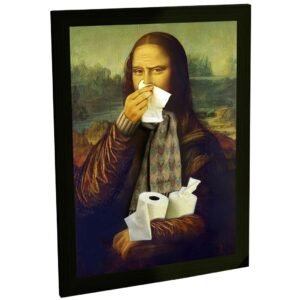 Quadro Decorativo Engraçado Monalisa Com Gripe Assoando Nariz Decoração Poster Quarto Sala