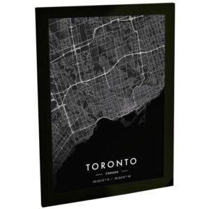 Quadro Decorativo Mapa Toronto Canada Viagem Black Poster