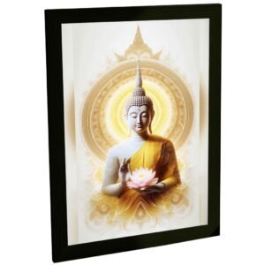 Quadro Decorativo Buda Flor De Lotus Mandala Amarela Decoração Poster Quarto Sala