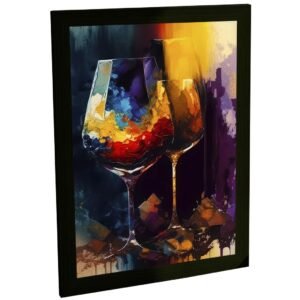 Quadro Decorativo Taça De Vinho Ilustração Pintura Bebida Bar Decoração Poster Quarto Sala