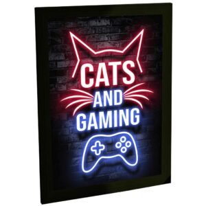 Quadro Decorativo Gamer Gatos E Games Jogos Decoração Quarto