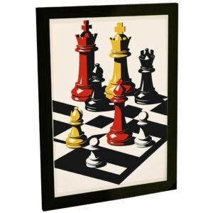 Quadro Decorativo Xadrez Tabuleiro Ilustração Vetor Decoração Poster Quarto Sala