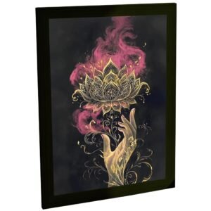 Quadro Decorativo Flor de Lótus Dourada Mão Feminina Arte Mística Abstrata Estilo Luxo Elegante Arte de Parede Sala Quarto Escritório Decoração Poster