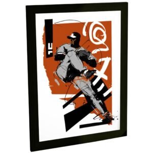 Quadro Decorativo Beisebol Ilustração Laranja Decoração Poster Quarto Sala