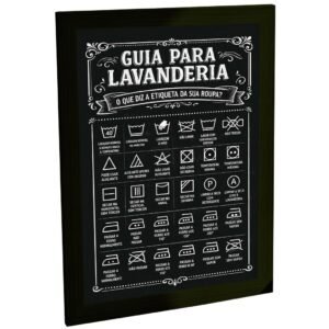Quadro Decorativo Guia Para Lavanderia Com Símbolos De Etiquetas De Roupa Sala Quarto Escritório Decoração Poster